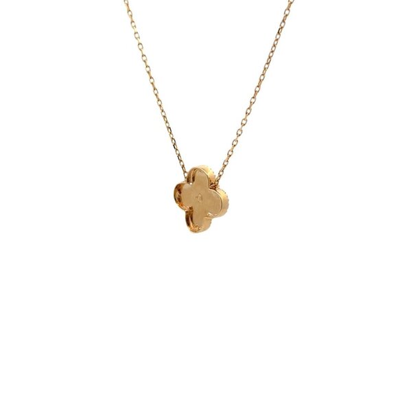 18K Gold Necklace Centered Flower 16 inches 2.16grams - Picture 3 of 9